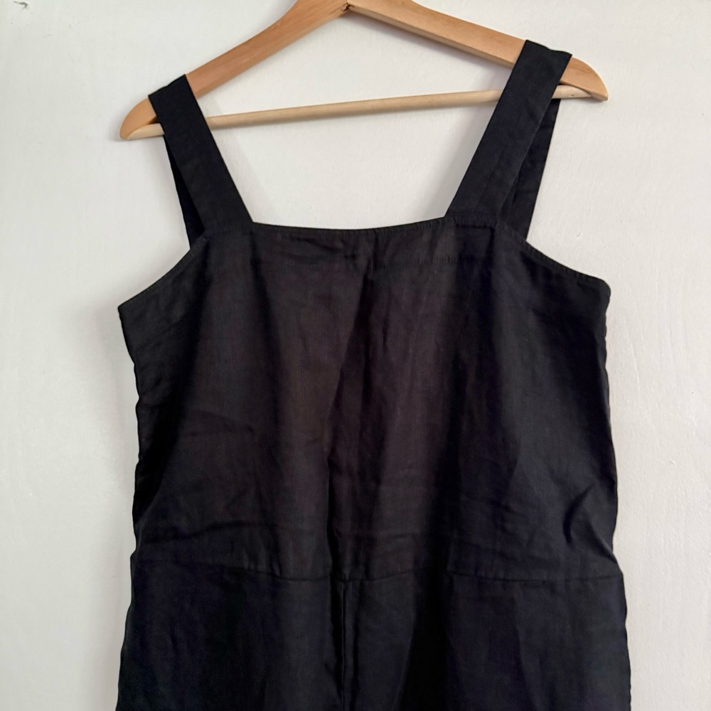 NWT Quince 100% European Linen Square Neck Jumpsuit - Small, Black (NO BELT) - Picture 8 of 12